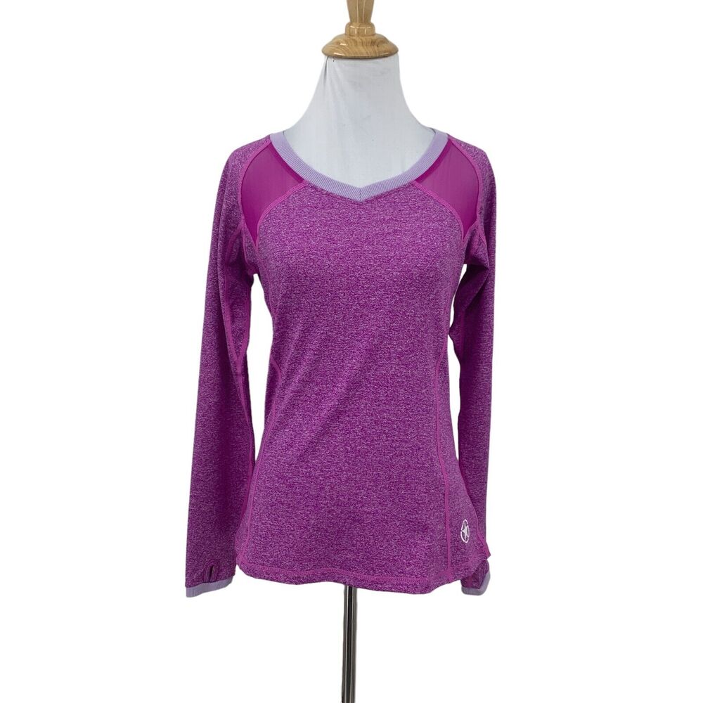 Savage Barbell Athletic Shirt Womens M Medium Geranium Mesh Contrast Thumbholes